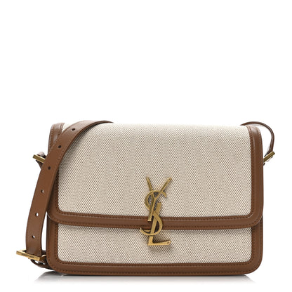 Saint Laurent Canvas Calfskin Medium Solferino Satchel Beige Brick 1 of 9