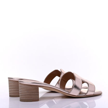 Hermes Metallic Nappa Oasis Sandals 36.5 Rose Dore 4 of 10
