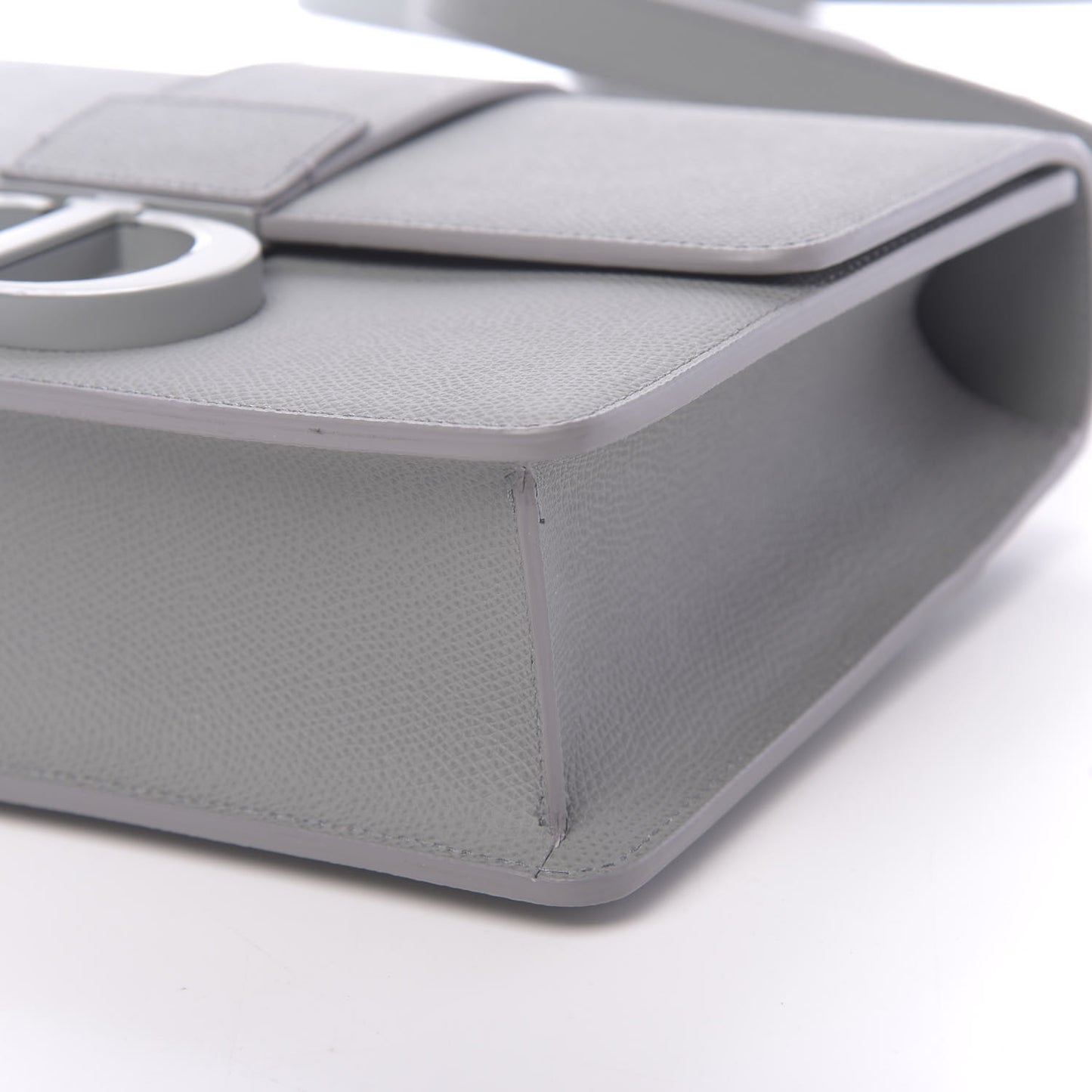Ultra Matte Grained Calfskin 30 Montaigne Flap Bag Grey