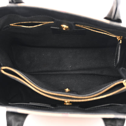 Burberry House Check Grainy Calfskin Medium Banner Tote Black 5 of 14