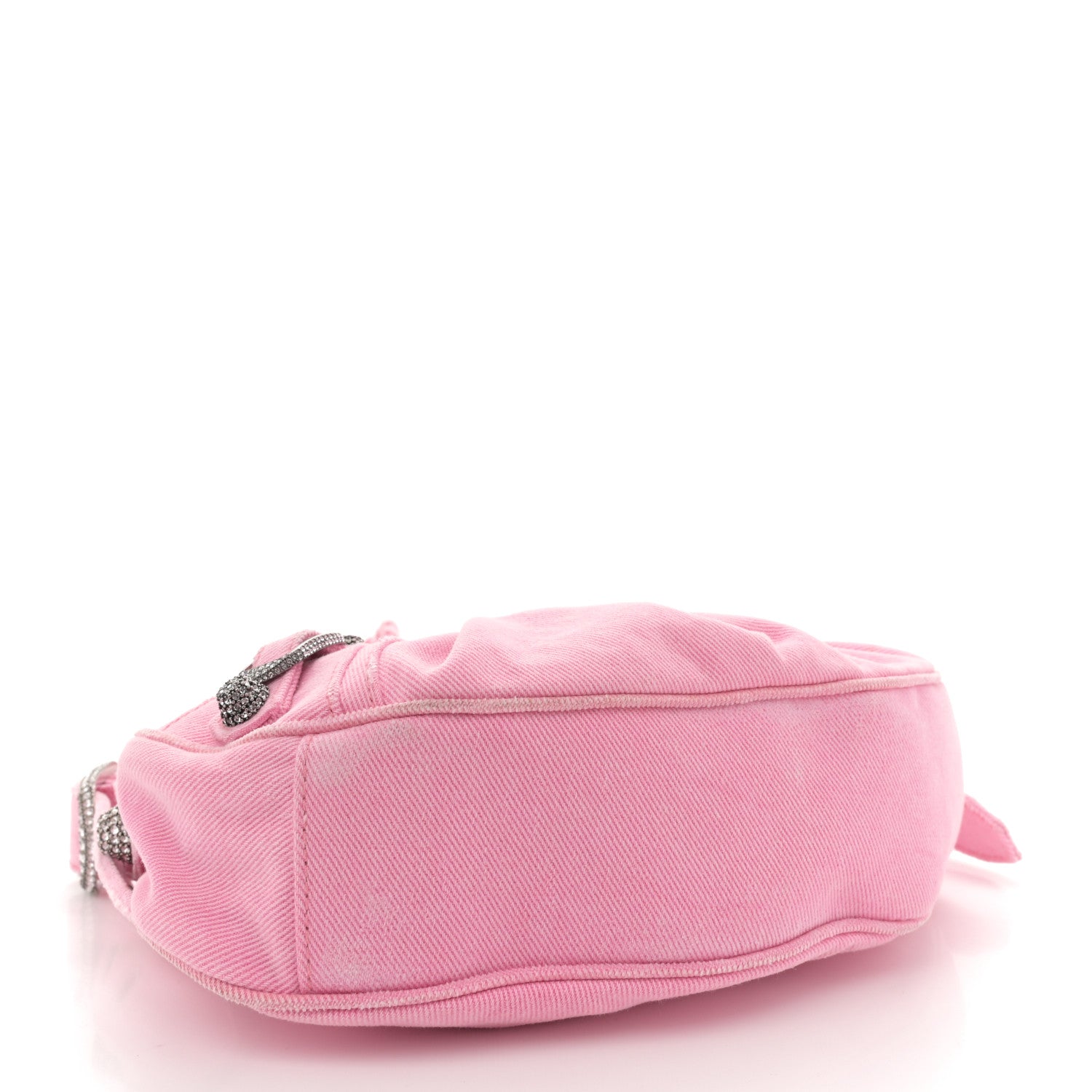Balenciaga Washed Frayed Denim Crystal Le Cagole Shoulder Bag XS Denim Pink 5 of 12