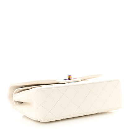 Chanel Caviar Quilted Rainbow CC Small Double Flap White 4 of 13