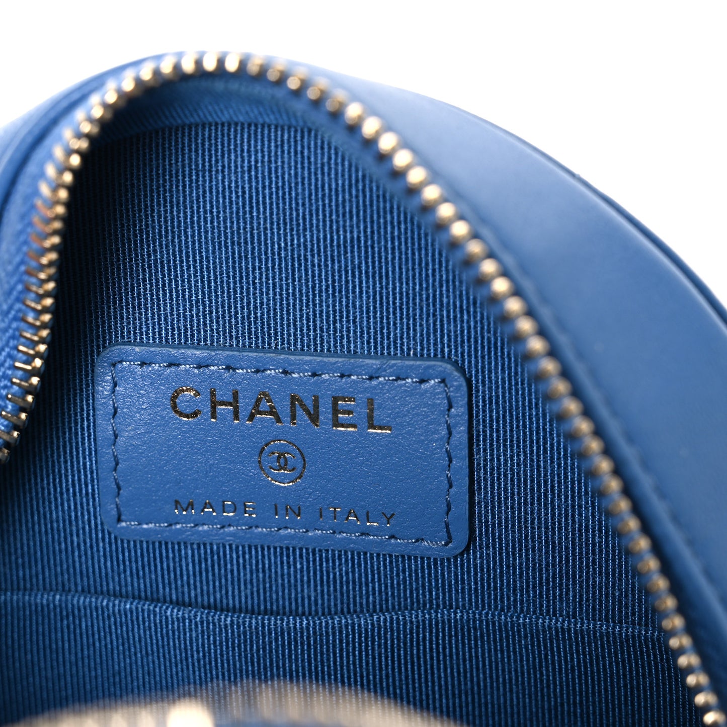 Lambskin Quilted Round Clutch With Chain Blue