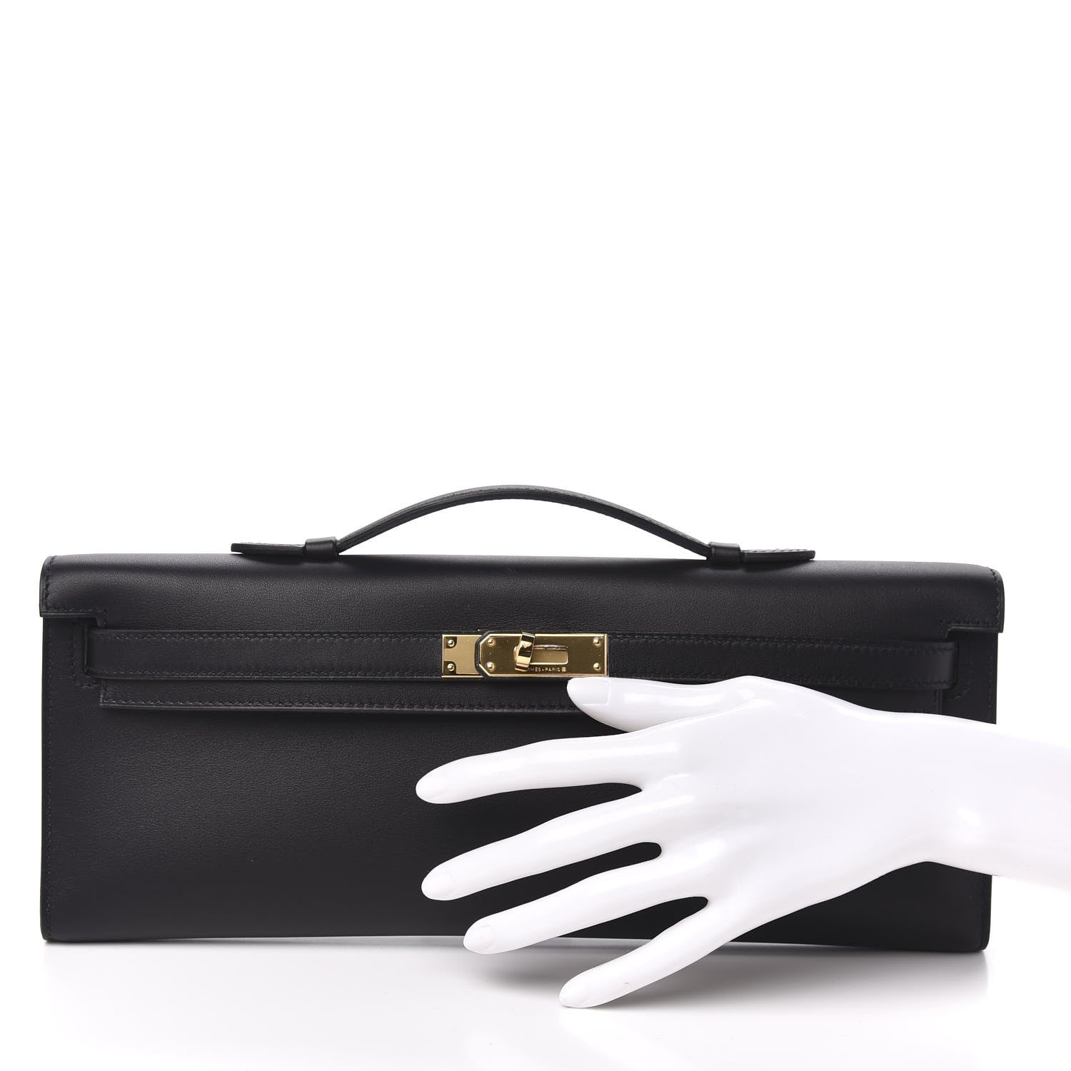 Hermes Swift Kelly Cut Clutch Pochette Black 2 of 9