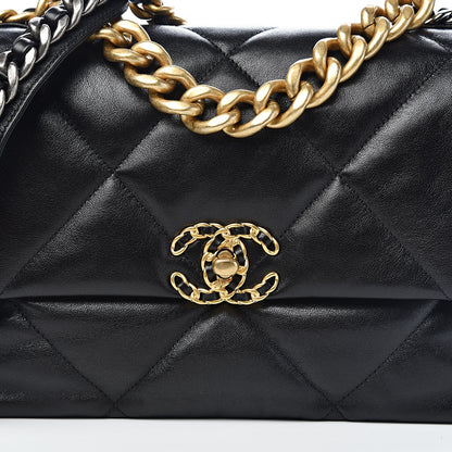 Chanel Lambskin Quilted Large 19 Flap Black 10 of 11