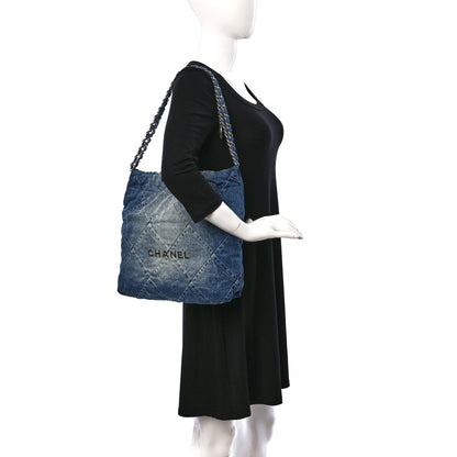 Chanel Denim Quilted Small Chanel 22 Blue 2 of 10