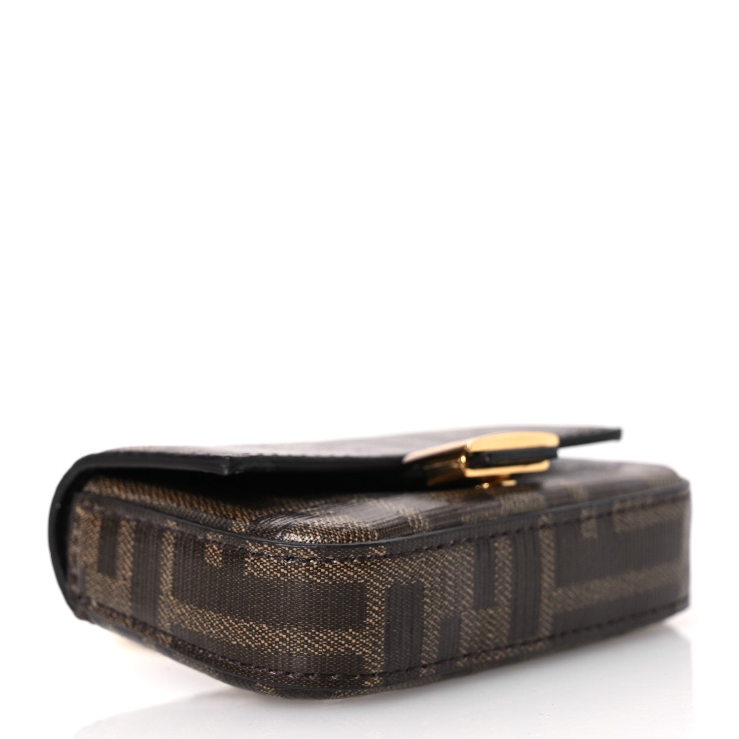 Fendi Glazed Fabric FF 1974 Nano Baguette Charm Mogano Panna 4 of 12