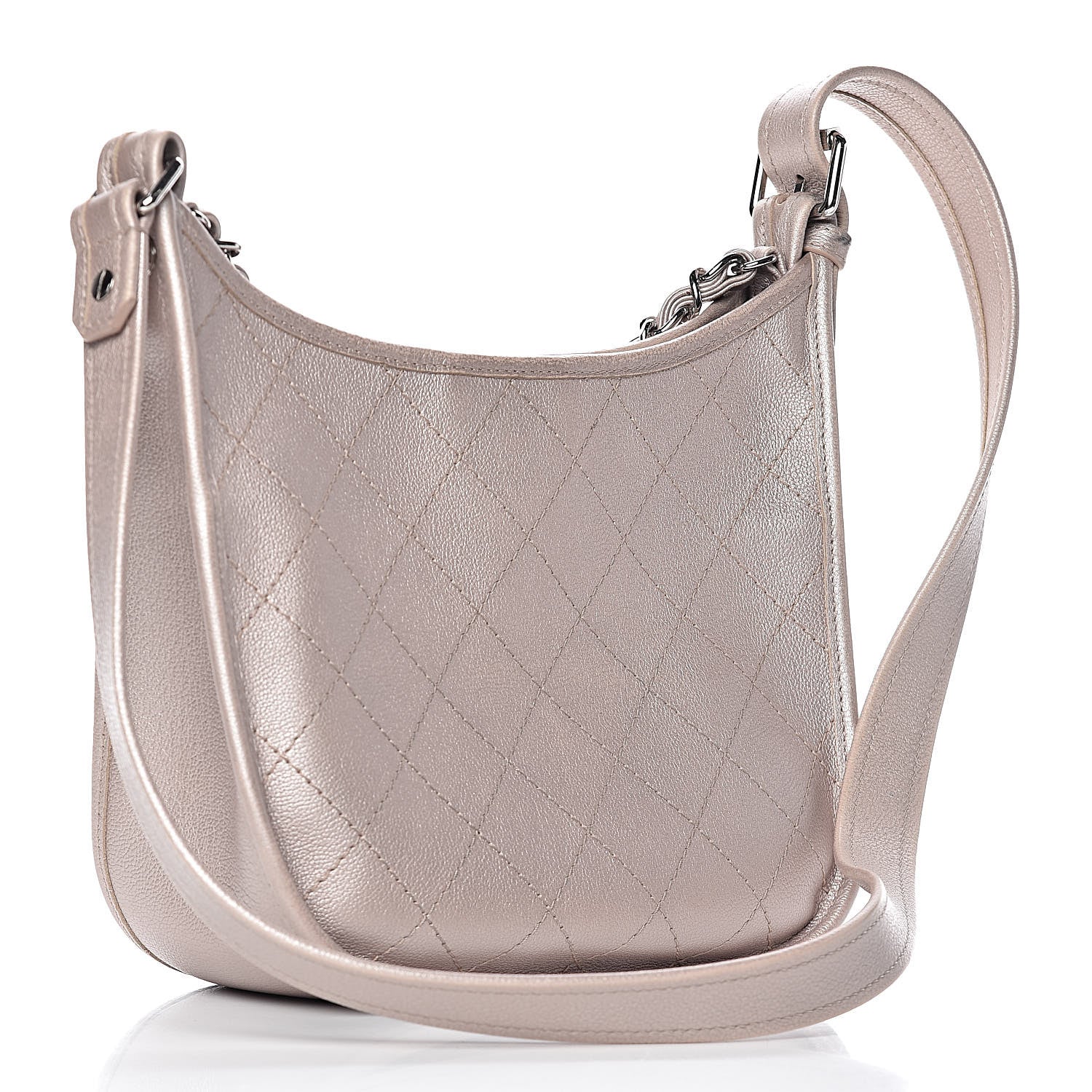 Chanel Metallic Calfskin Quilted Jungle Stroll Hobo Gold 3 of 11