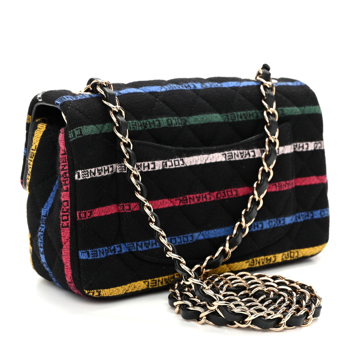 Jersey Quilted Mini Rectangular Flap Black Multicolor