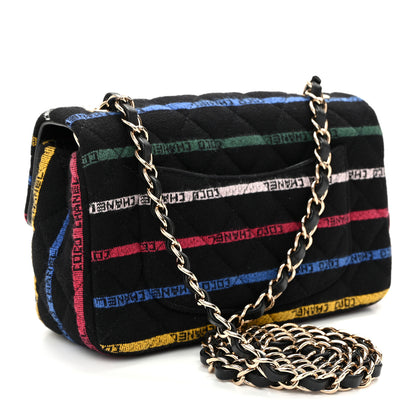 Chanel Jersey Quilted Mini Rectangular Flap Black Multicolor 3 of 10