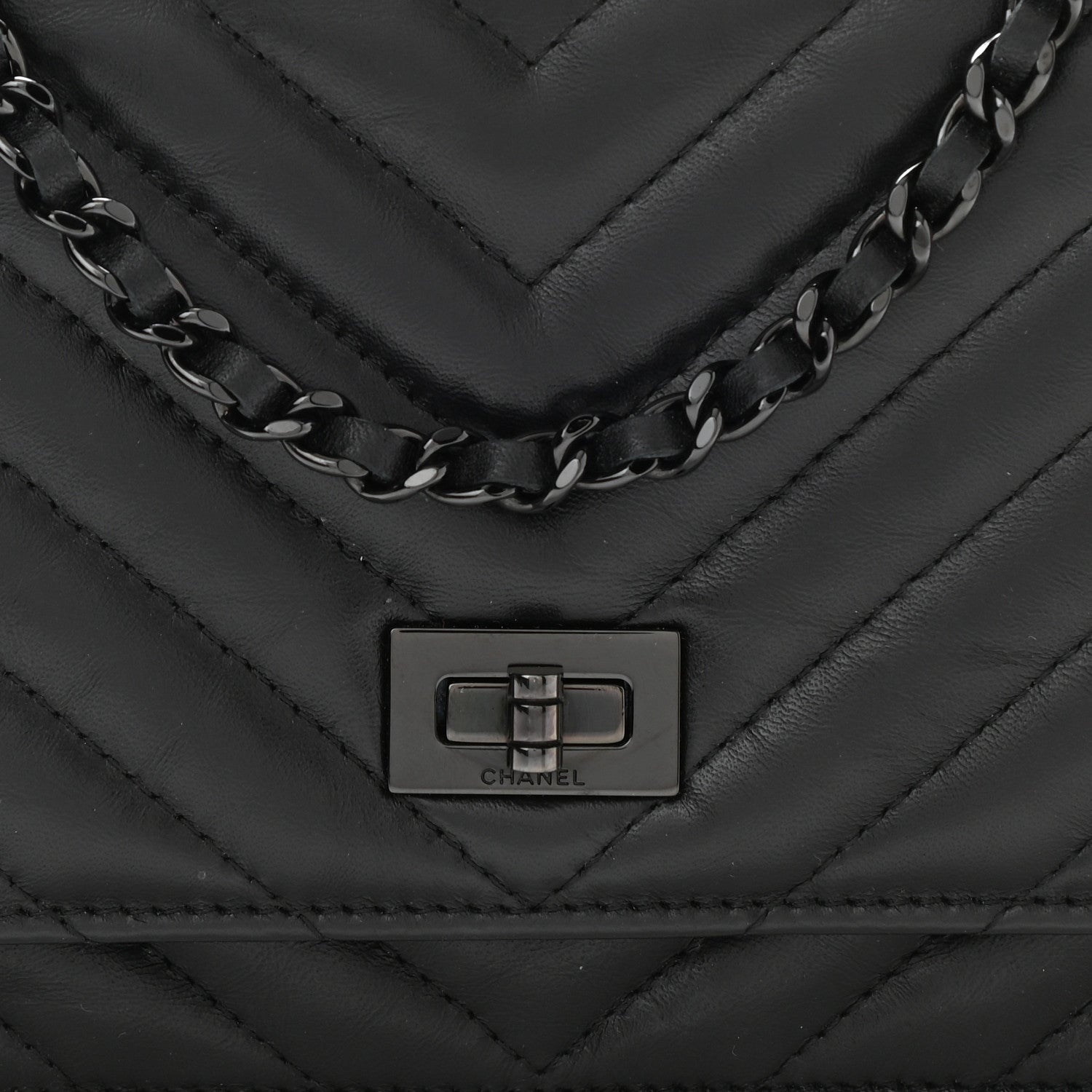 Chanel Chevron Reissue Wallet On Chain WOC So Black 9 of 12