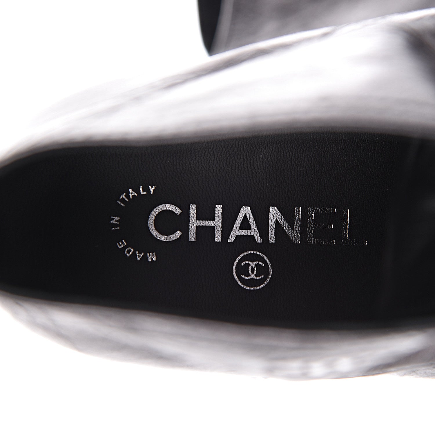 Chanel Metallic Calfskin CC Ankle Boots 40.5 Silver Black 7 of 16