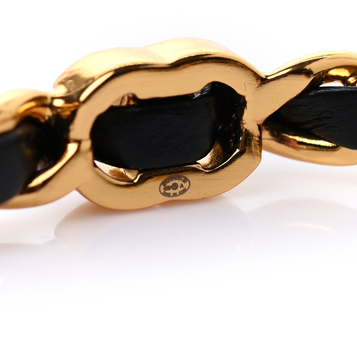 Lambskin CC Turnlock Chain Bracelet Black