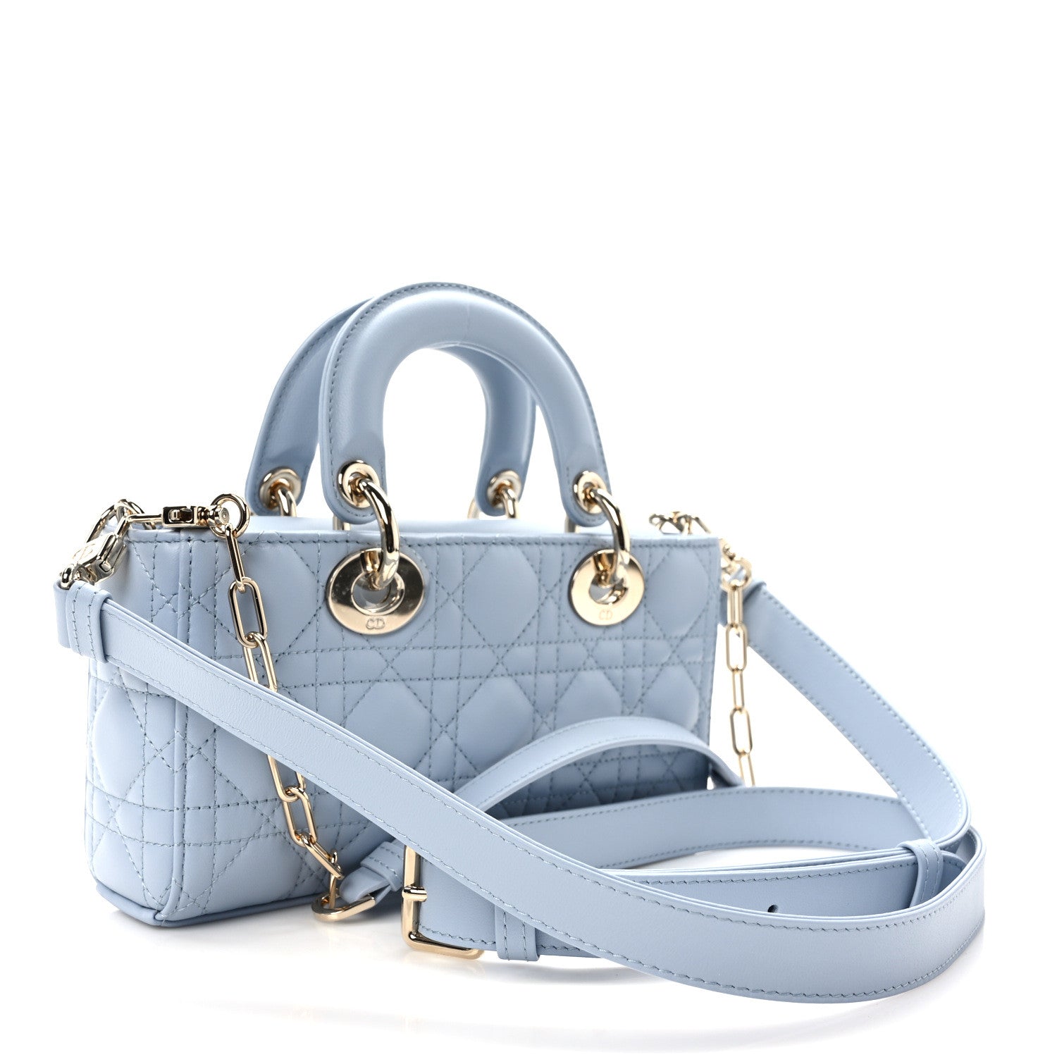 Christian Dior Lambskin Cannage Small Lady D-Joy Light Blue