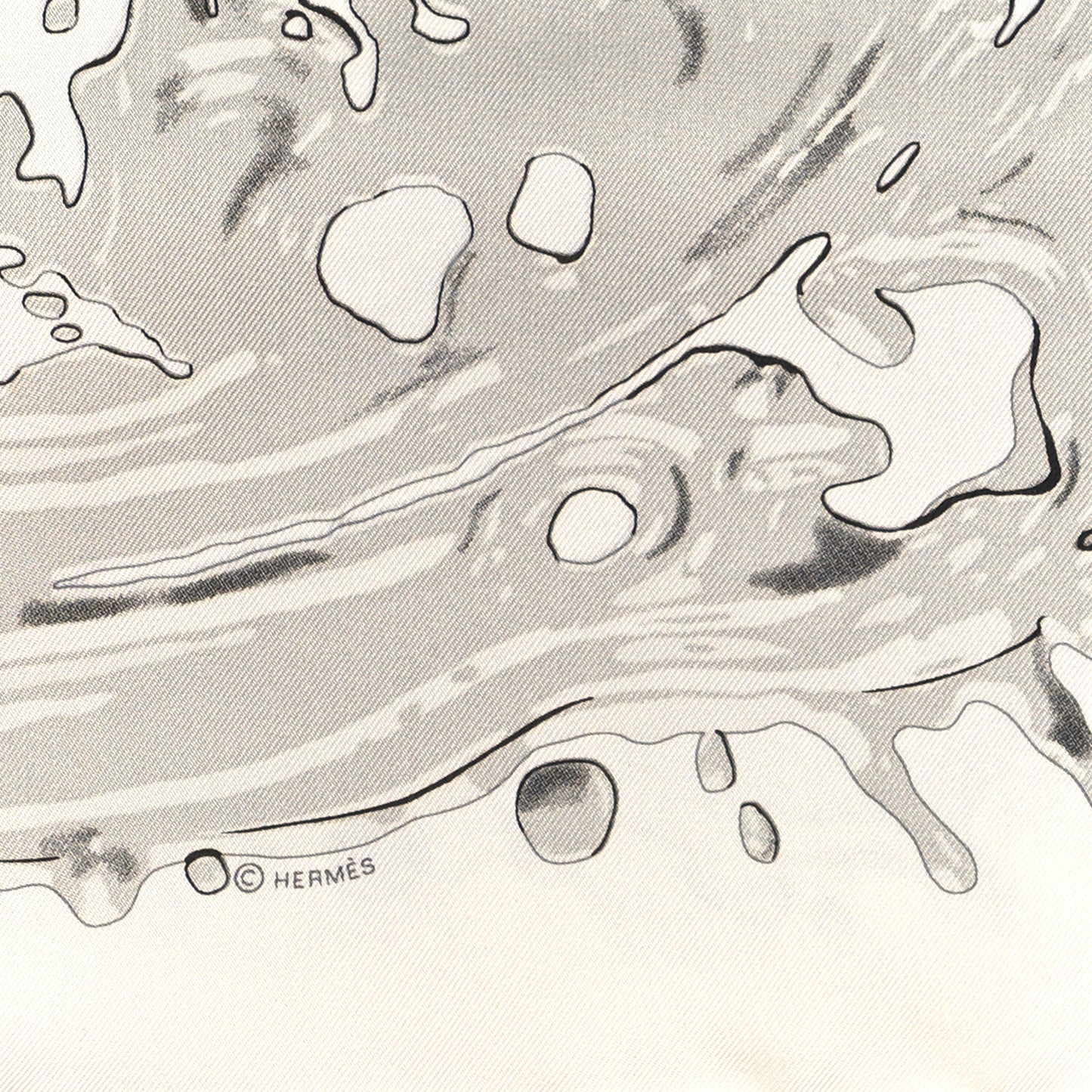 Silk Peinture Fraiche Pocket Square White Gris Perle