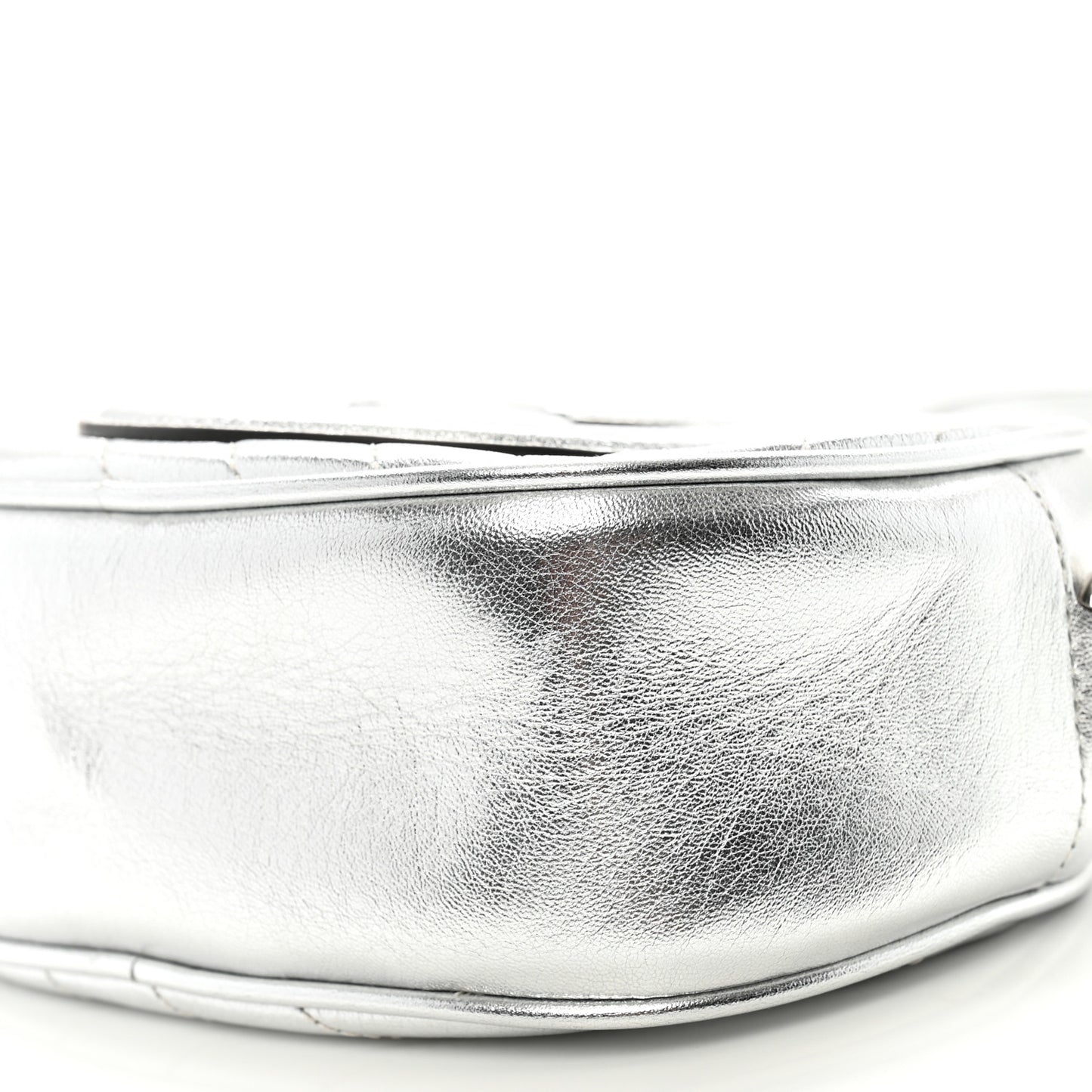 Metallic Sakai Be Green Calfskin Diagonal Stitched Mini Blondie Shoulder Bag Silver