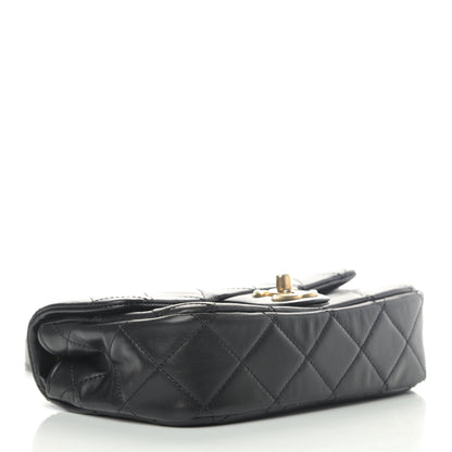 Chanel Calfskin Quilted Mini Rectangular Crystal Pearls Chain Flap Black 3 of 4