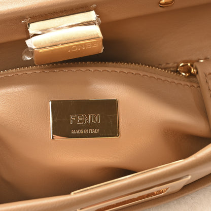 Fendi Shearling Nappa Macro FF 1974 Mini Peekaboo Iconic Satchel White Ice Cuoio Miele Scuro 6 of 10