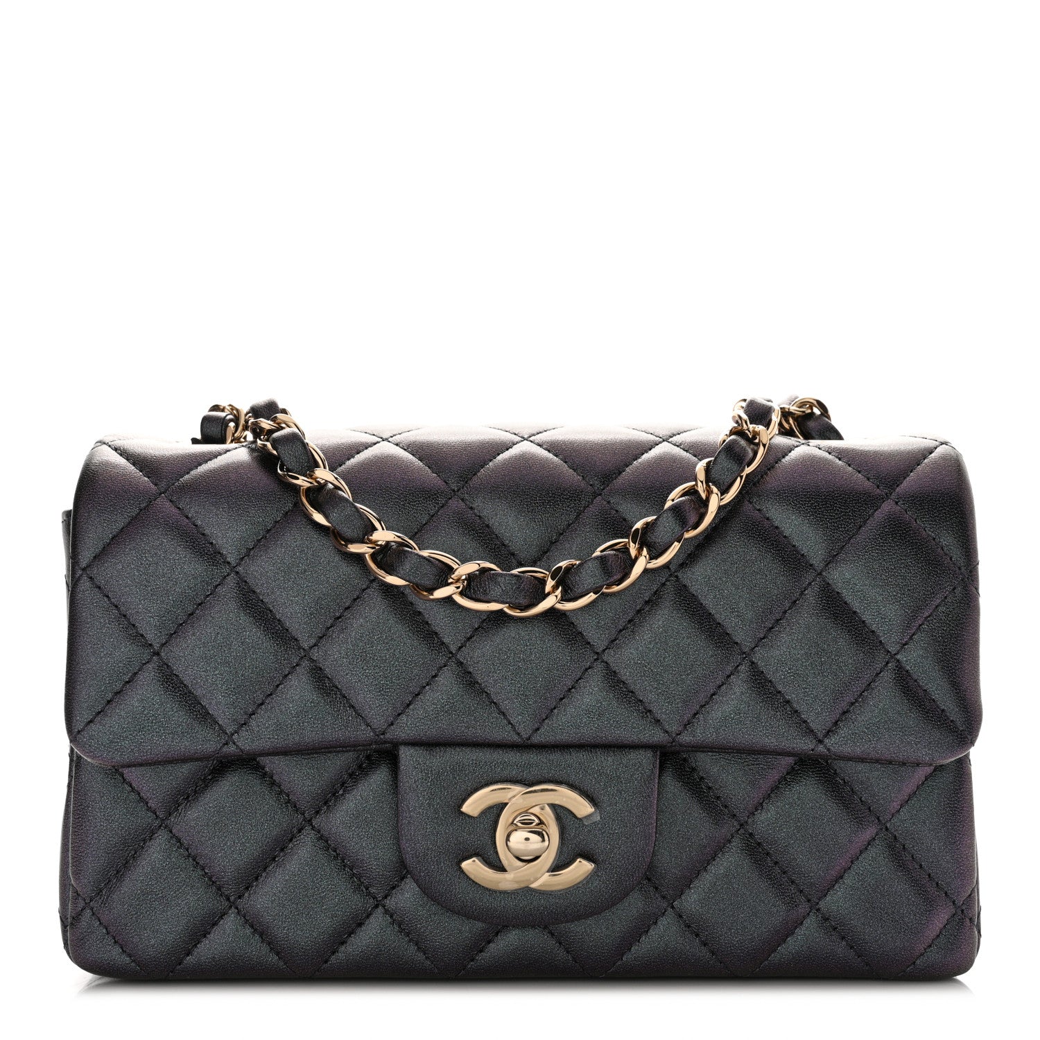 Chanel Iridescent Lambskin Quilted Mini Rectangular Flap Black 1 of 10