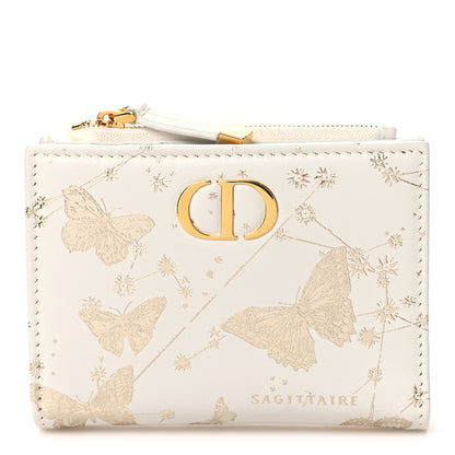 Christian Dior Calfskin Zodiac Print Caro Medium Wallet White Multicolor 1 of 9