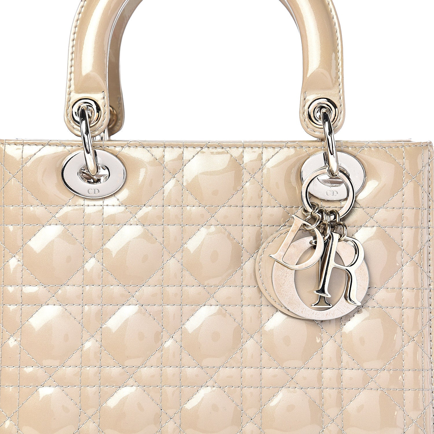 Christian Dior Pearlized Patent Cannage Medium Lady Dior Grey 17 of 17