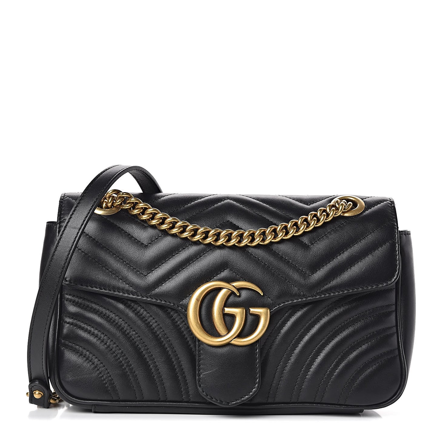 Calfskin Matelasse Small GG Marmont Shoulder Bag Black