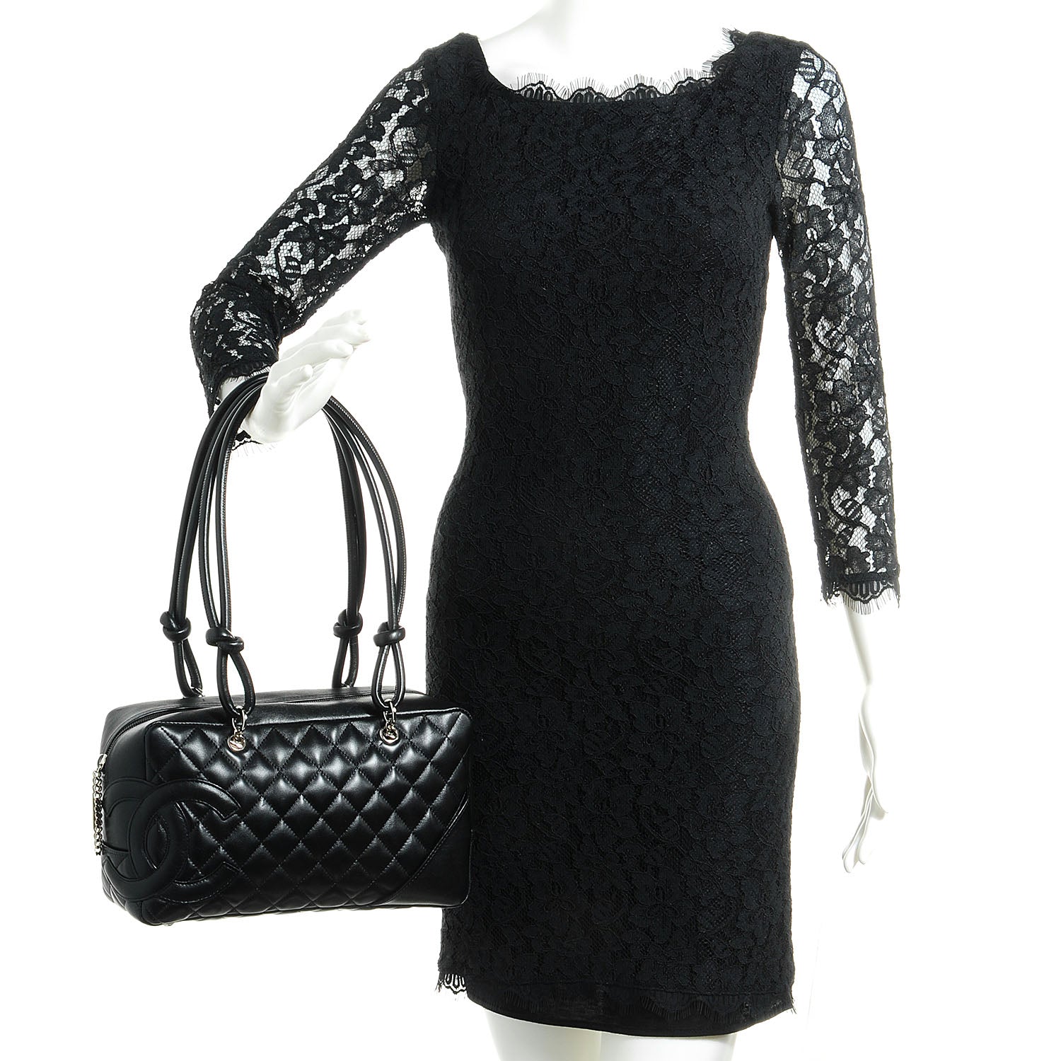 Chanel Calfskin Quilted Large Cambon Bowler Black 2 of 8