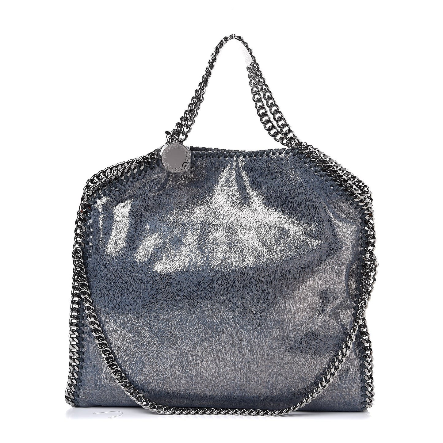 Metallic Shaggy Deer Falabella Fold Over Tote Blue Lagoon