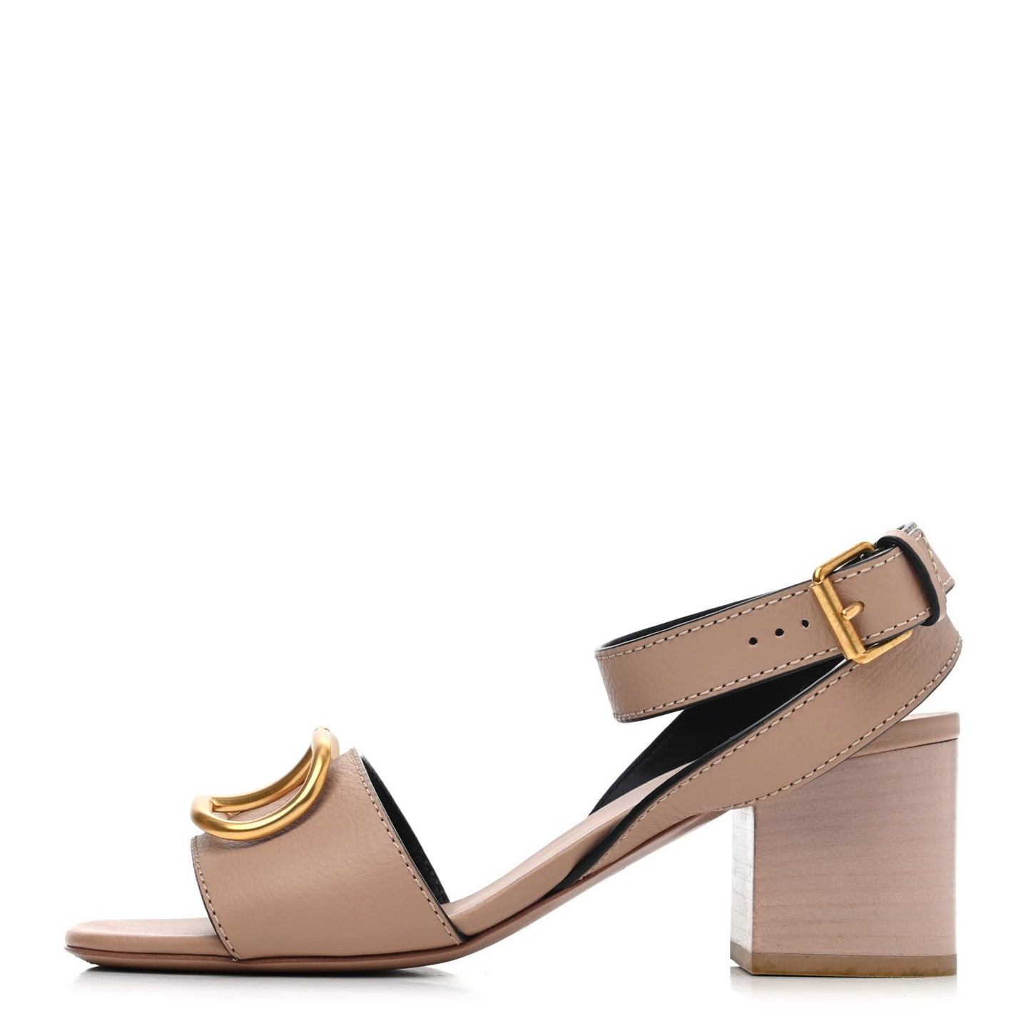 Grainy Cowhide VLogo 60mm Sandals 36.5 Rose Cannelle