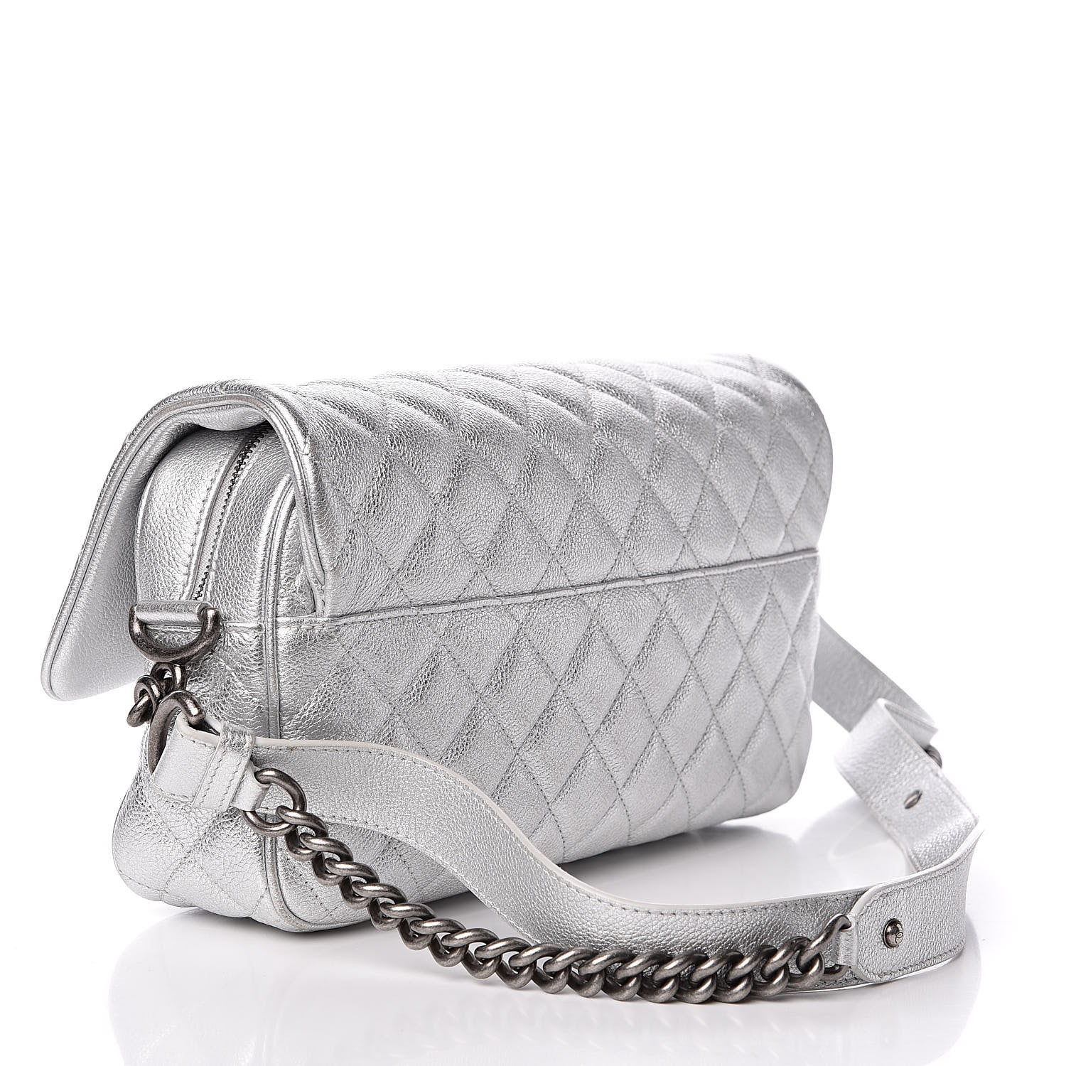 Chanel Metallic Calfskin Quilted Medium Casual Rock Flap Silver 3 of 11