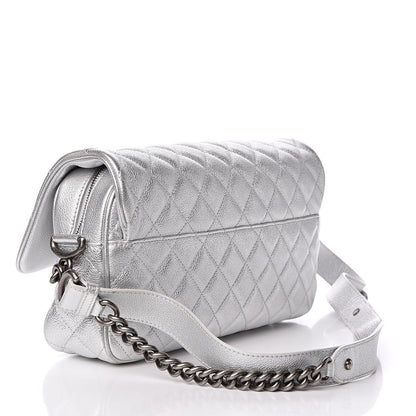 Chanel Metallic Calfskin Quilted Medium Casual Rock Flap Silver 3 of 11