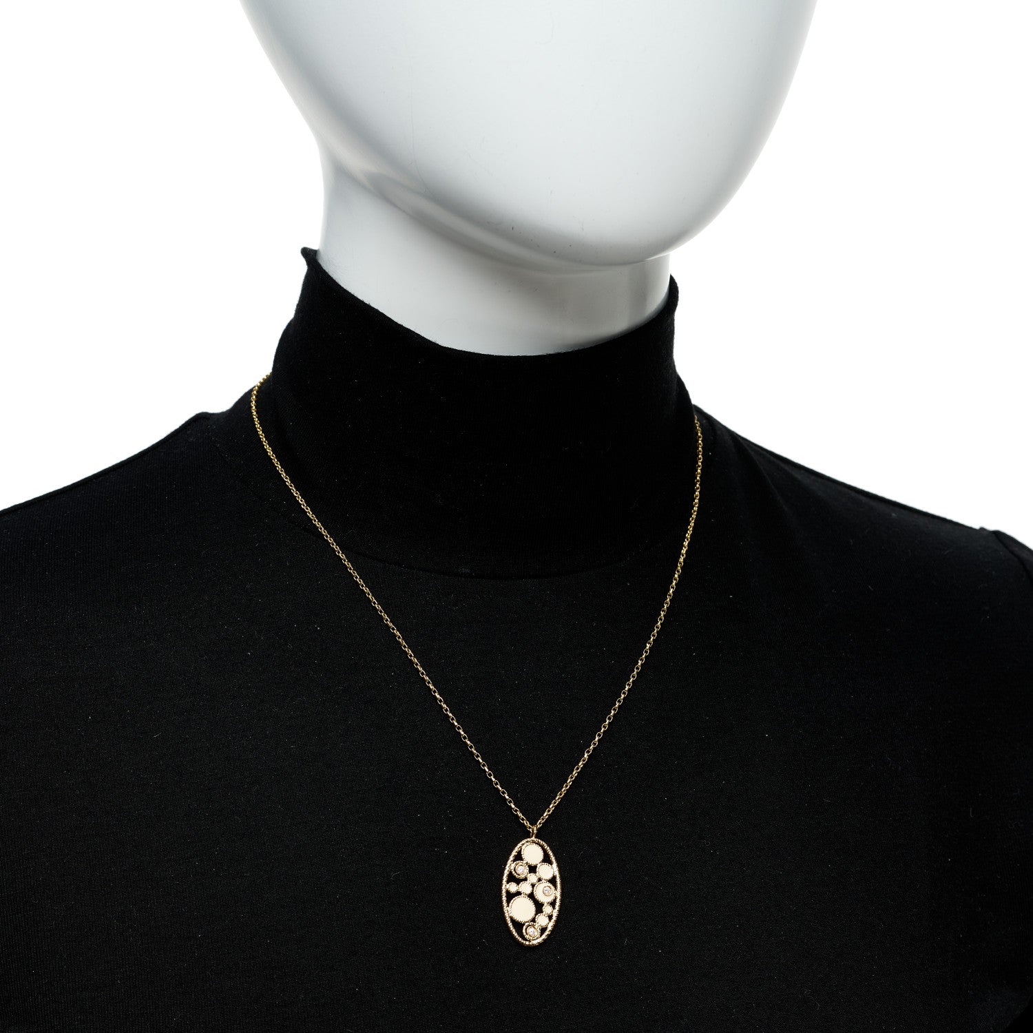 Roberto Coin 18K Yellow Gold Diamond Enamel Bollicine Pendant Necklace White 2 of 7