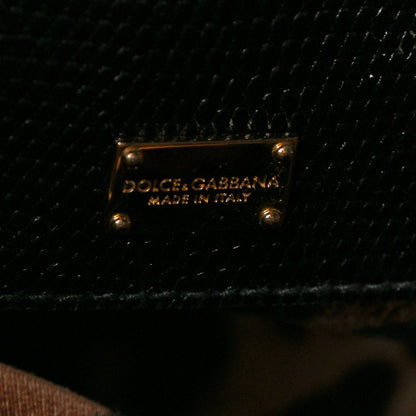 Dolce & Gabbana Lizard Calfskin Embossed Medium Monica Top Handle Bag Black 6 of 12