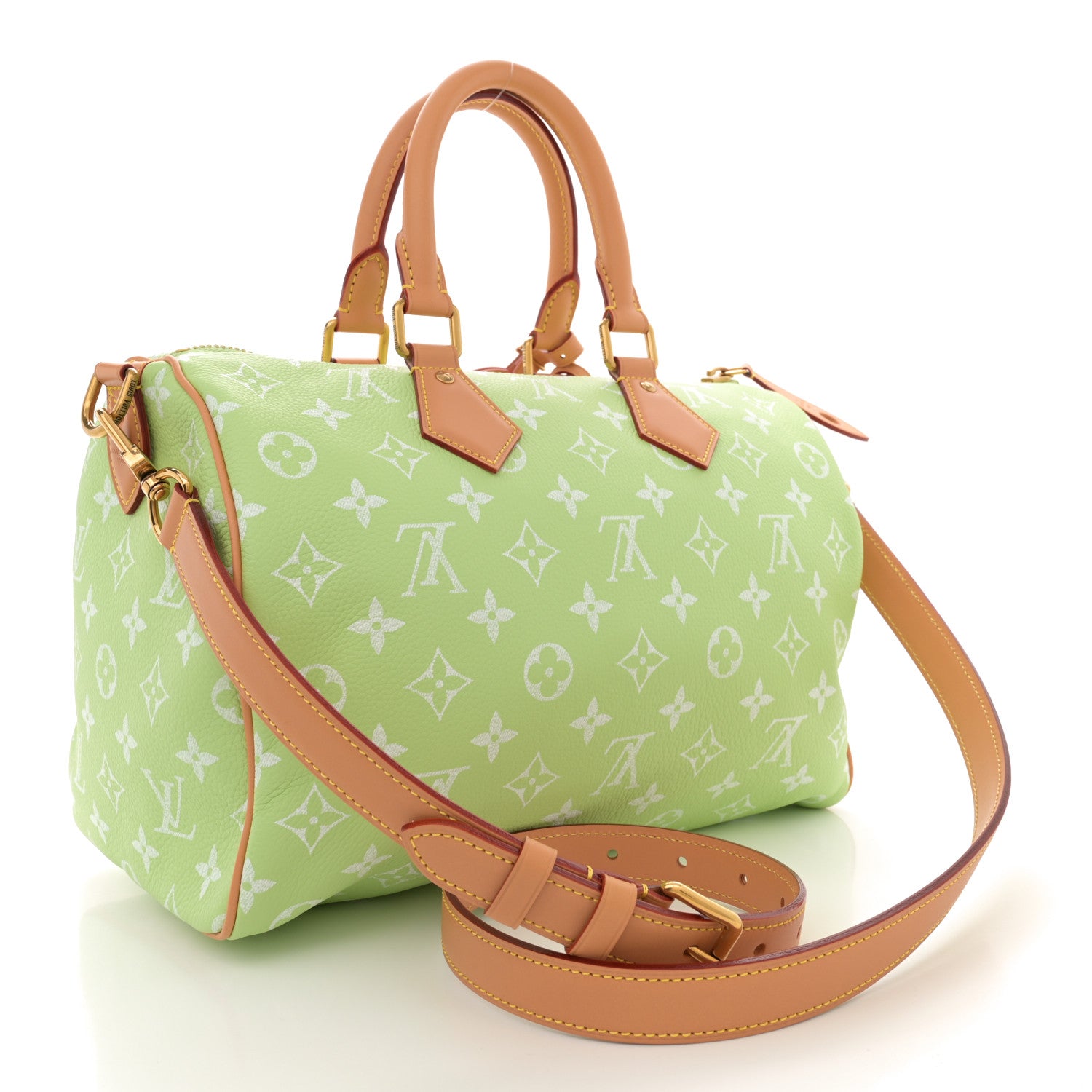 Louis Vuitton Calfskin Monogram Speedy P9 Bandouliere 30 Frozen Lime Vert Clair 4 of 11
