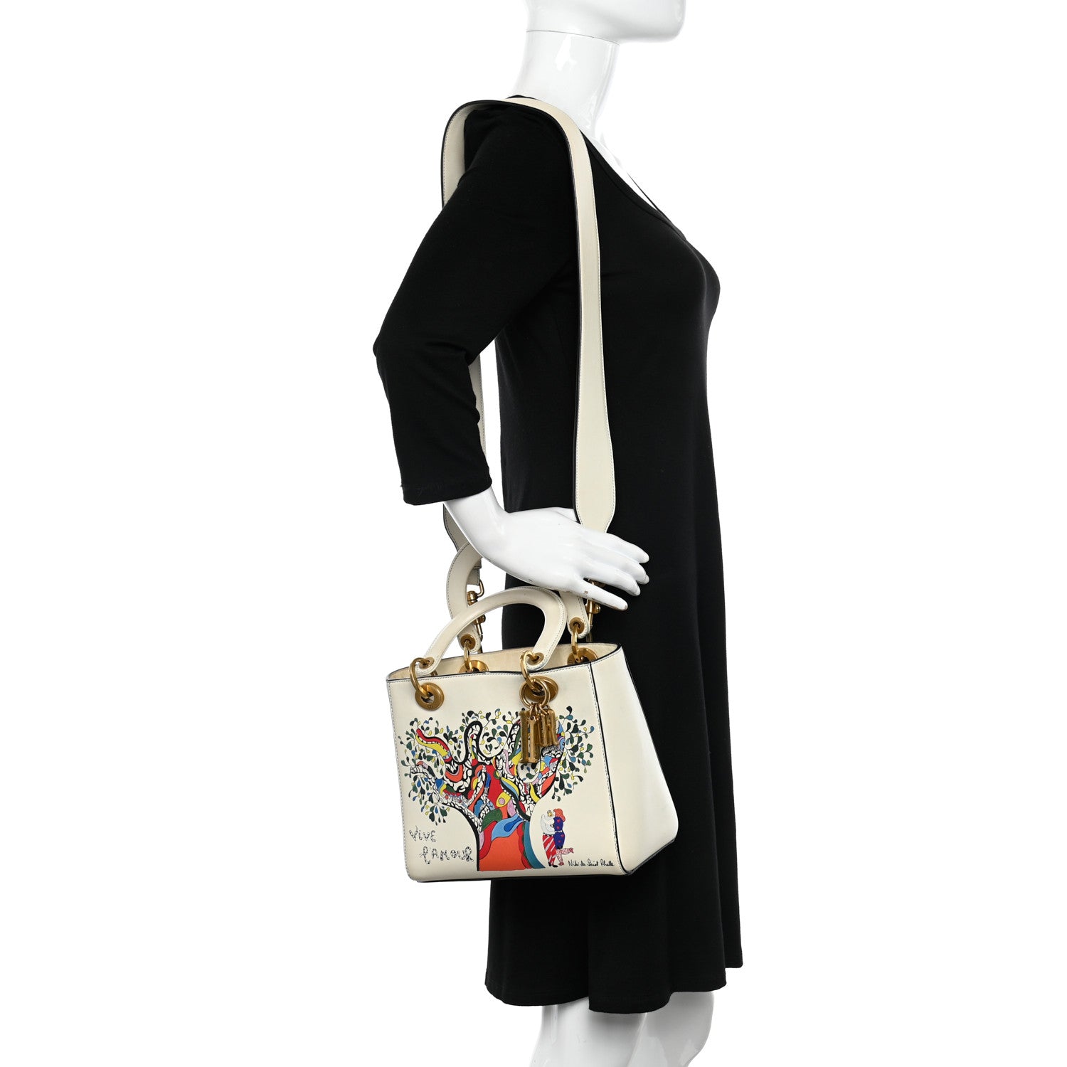 Christian Dior Calfskin Niki De Saint Phalle Medium Supple Lady Dior Off White 2 of 16