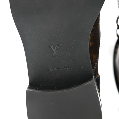 Louis Vuitton Calfskin Monogram Wonderland Flat Ranger Boots 38 Black 7 of 9