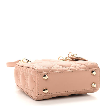 Christian Dior Lambskin Cannage Micro Lady Dior Rose Des Vents 4 of 11