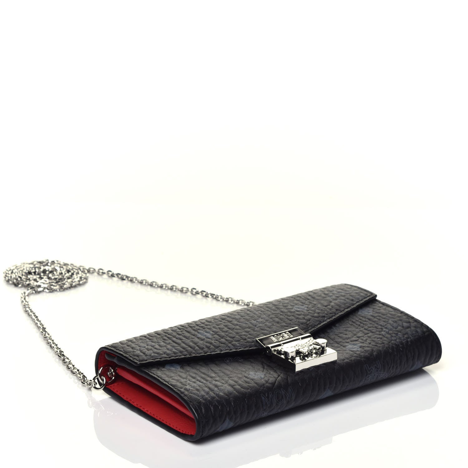 MCM Visetos Large Patricia Wallet On Chain Black Red 3 of 8