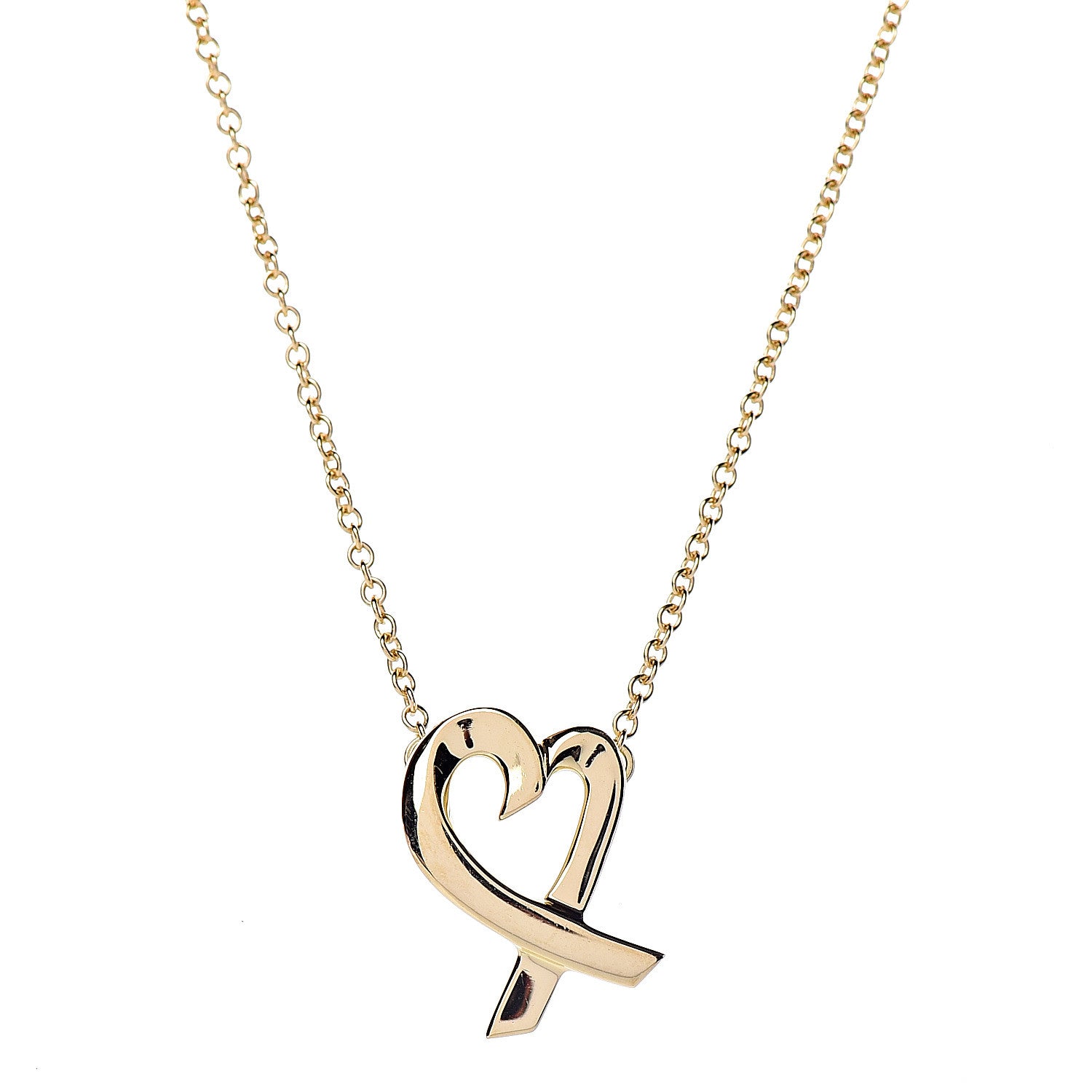 Tiffany 18K Yellow Gold Small Paloma Picasso Loving Heart Pendant Necklace 4 of 7