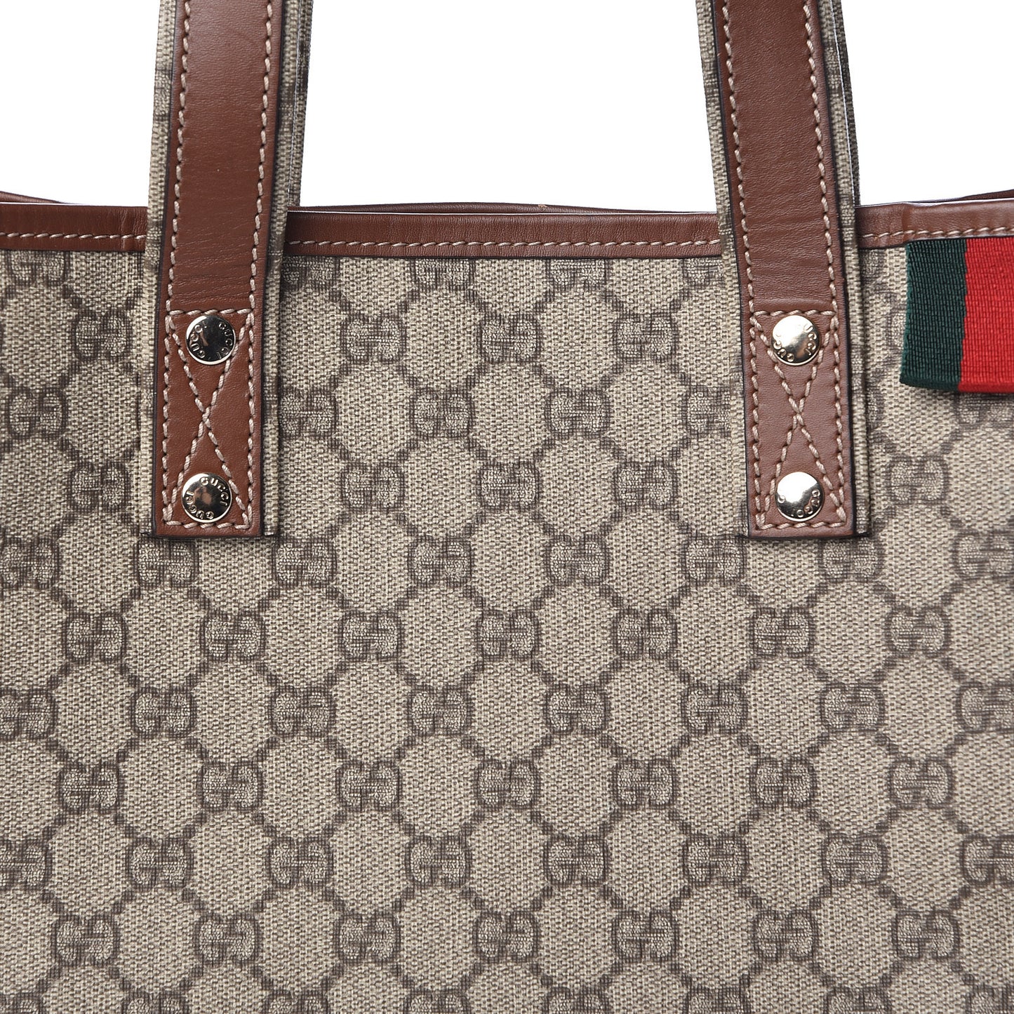 GG Plus Monogram Small Signature Web Loop Vertical Tote Light Brown