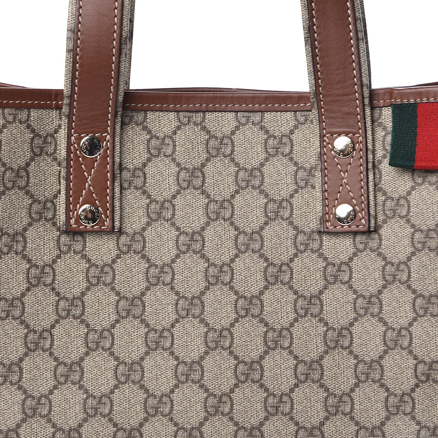 Gucci GG Plus Monogram Small Signature Web Loop Vertical Tote Light Brown 13 of 13