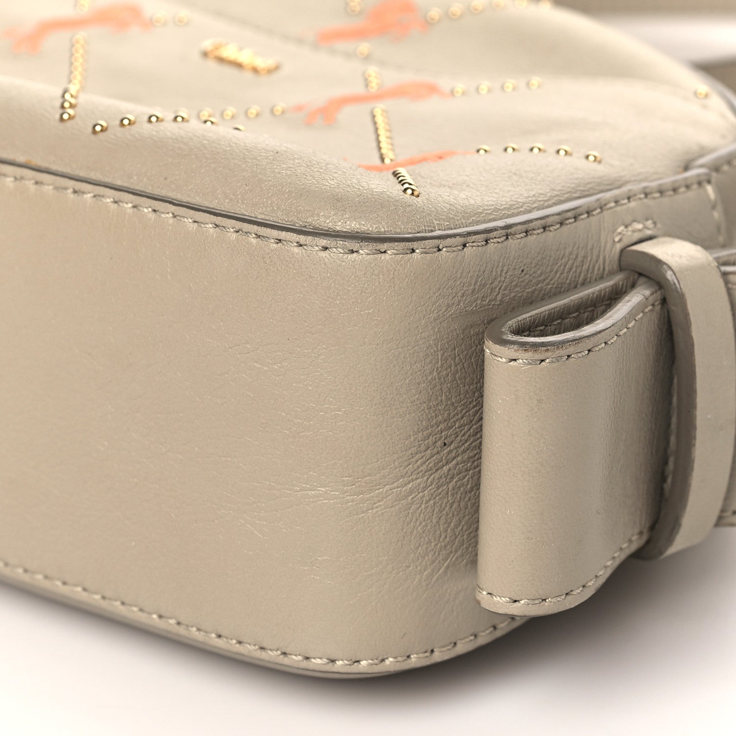 Chloe Smooth Calfskin Little Horses Embroidered Shoulder Bag Pastel Grey 8 of 11
