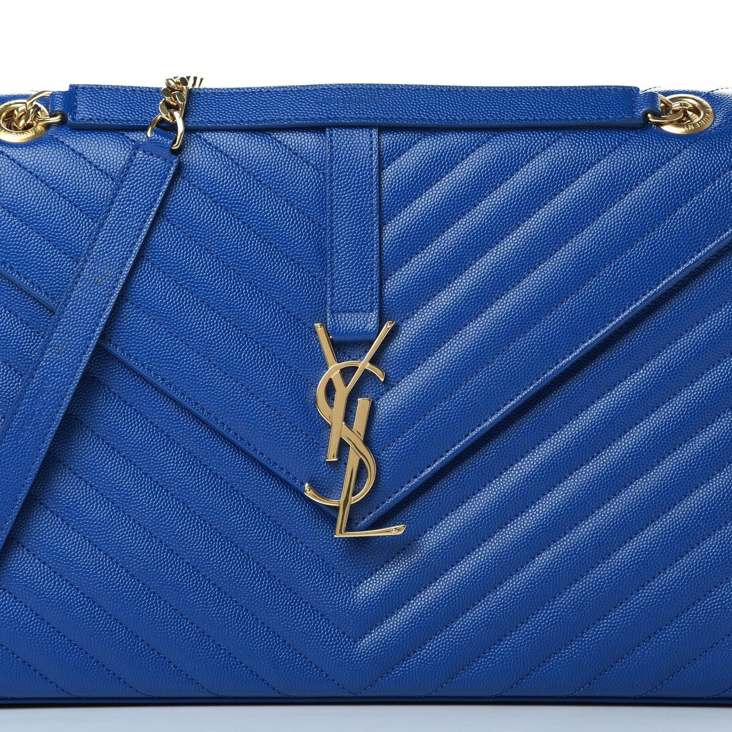 Grain De Poudre Matelasse Chevron Large Monogram Satchel Blue Majorelle