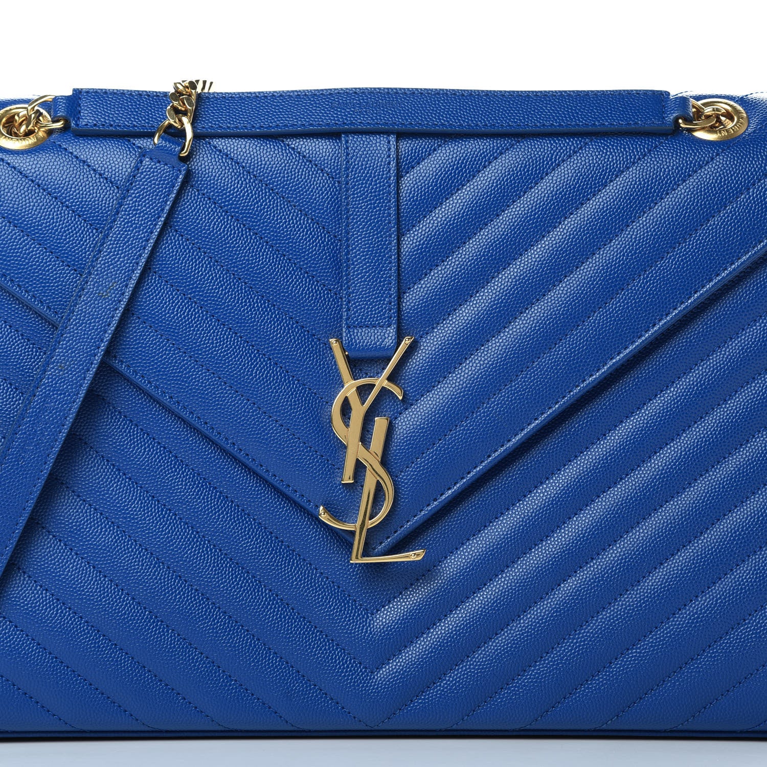Saint Laurent Grain De Poudre Matelasse Chevron Large Monogram Satchel Blue Majorelle 8 of 10