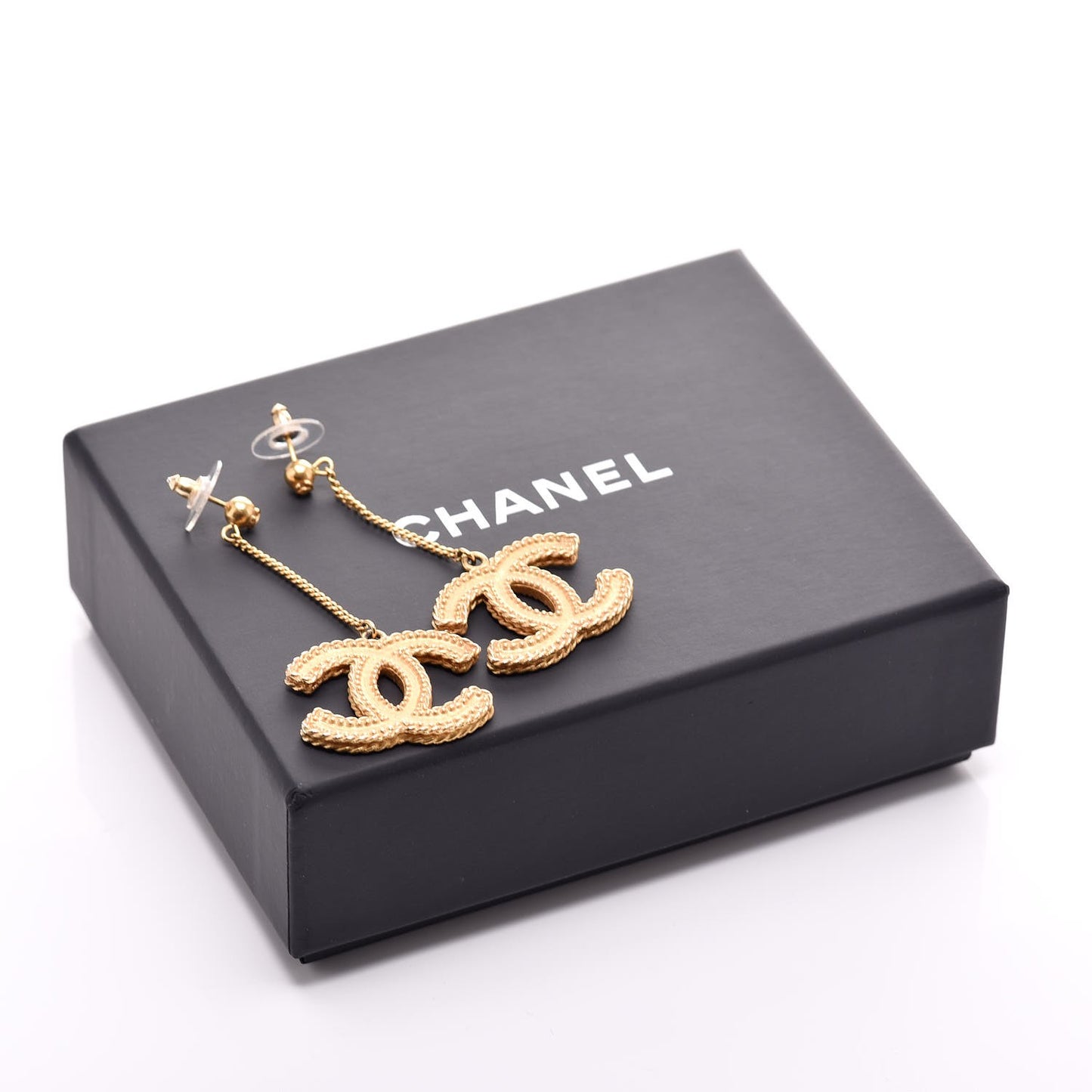 CC Drop Earrings Matte Gold