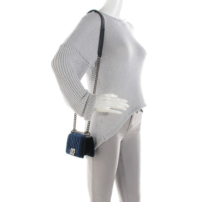 Chanel Velvet Quilted Mini Boy Flap Navy 2 of 8
