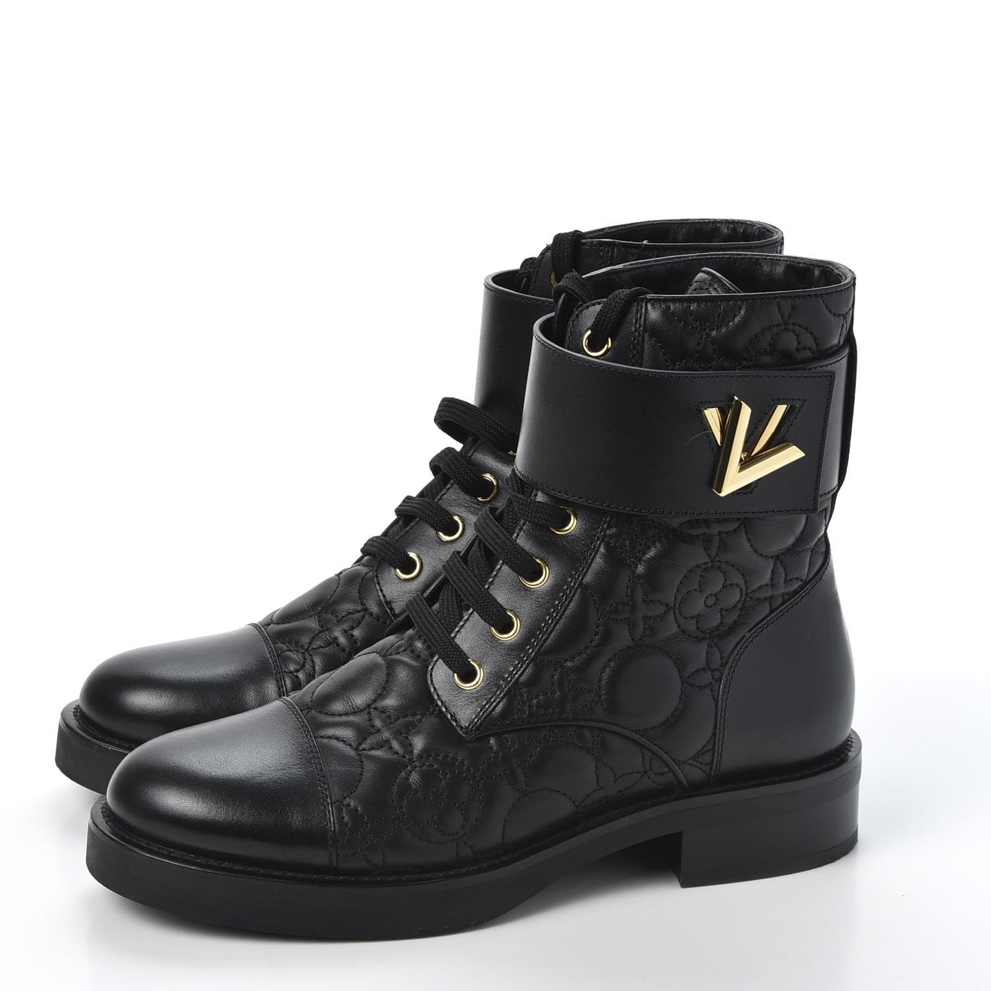 Calfskin Embossed Wonderland Ranger Boots 36.5 Black