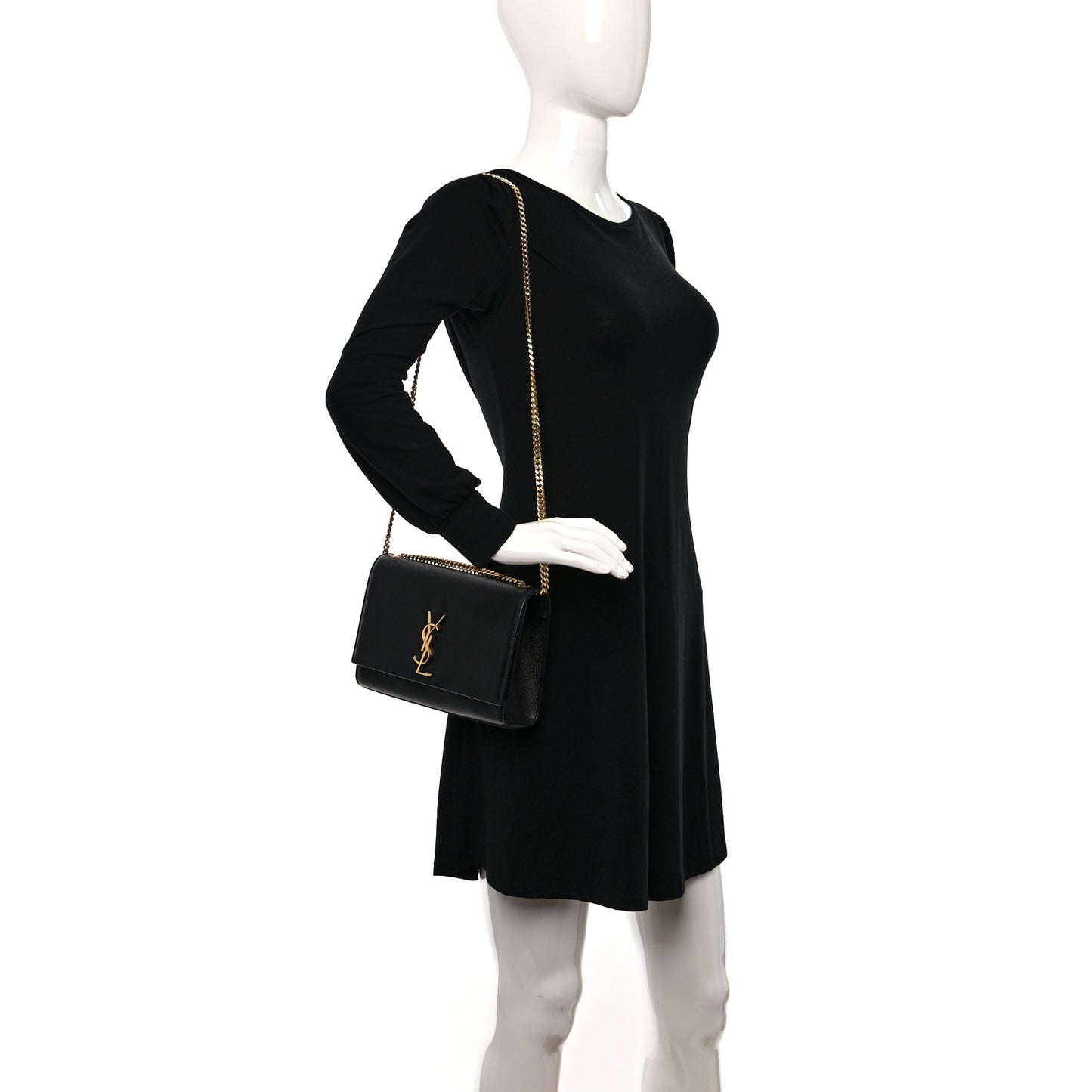 Grain De Poudre Medium Classic Monogram Kate Satchel Black