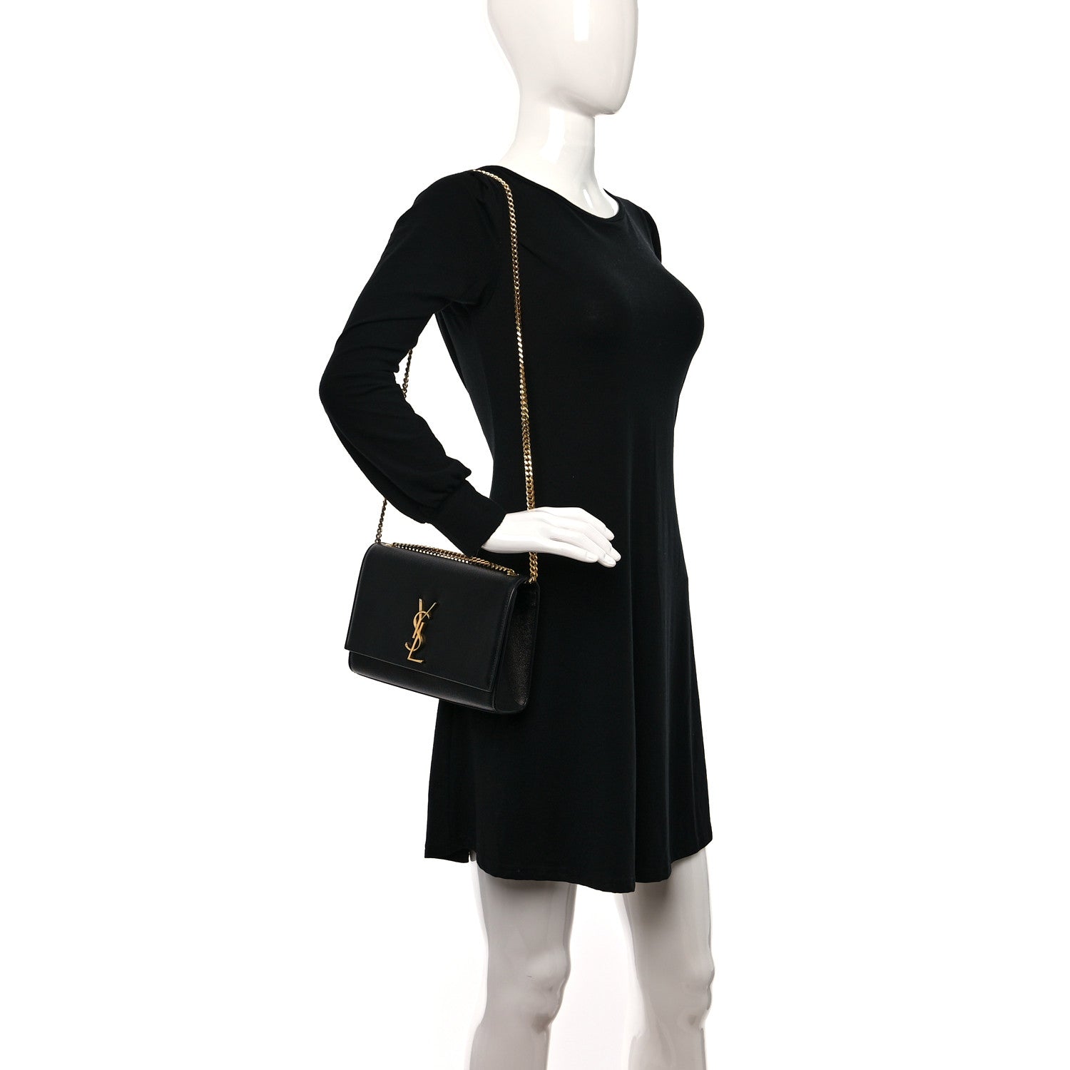 Saint Laurent Grain De Poudre Medium Classic Monogram Kate Satchel Black 2 of 9