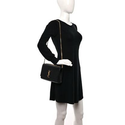 Saint Laurent Grain De Poudre Medium Classic Monogram Kate Satchel Black 2 of 9